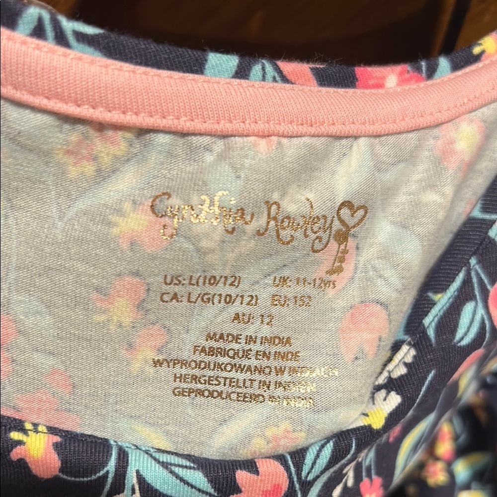 NWOT Cynthia Rowley Floral Navy Kids Dress sz 10/12 - Picture 2 of 2
